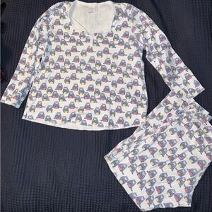 Roller Rabbit Kids Pajama Set with Owl Print - White and Gray